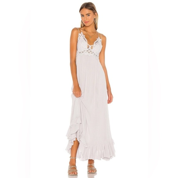Free People Dresses & Skirts - Free People Adella Maxi Floral Lace V-neck Strap Back Dress white Size S